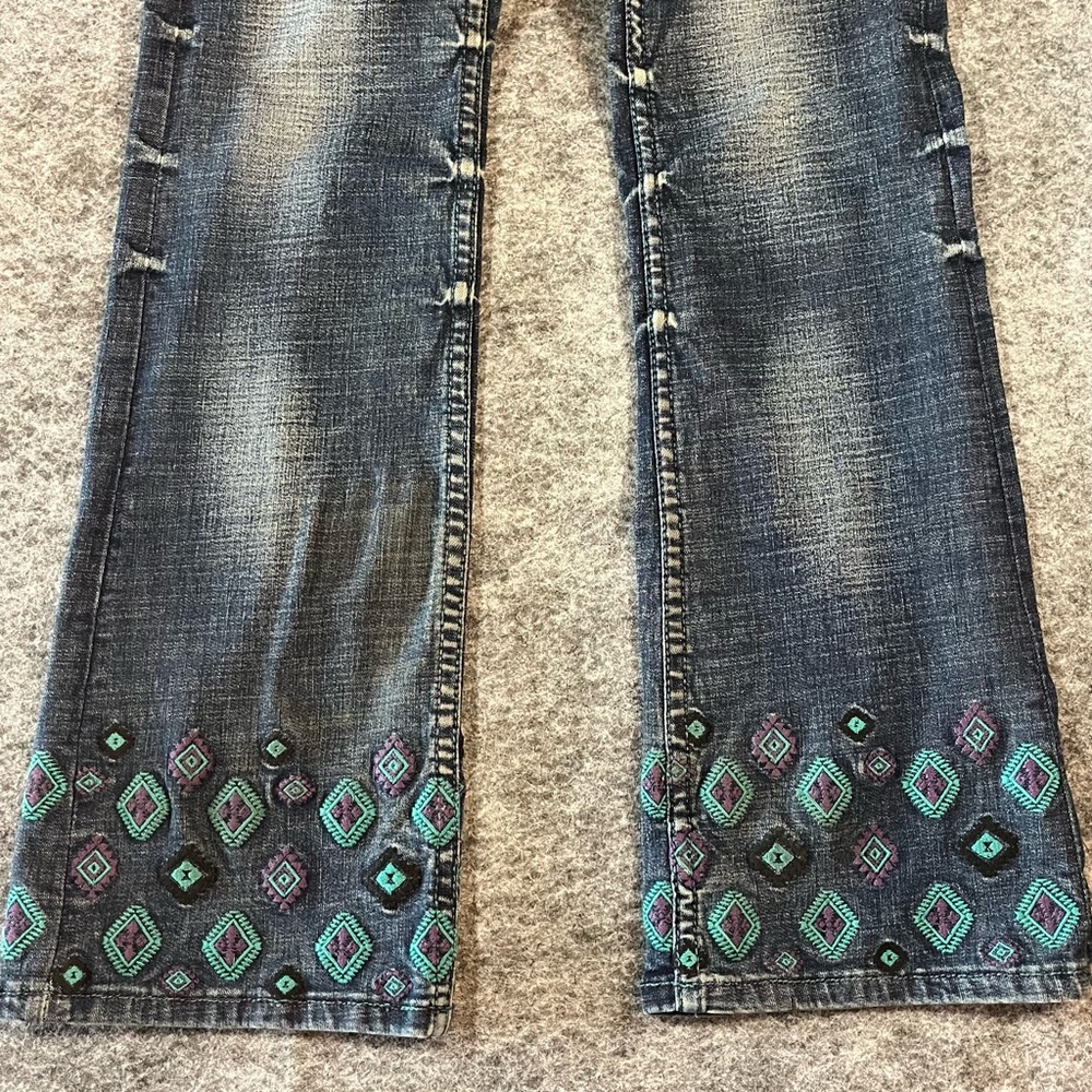 Cowgirl Tuff Co Embroidered Bootcut Jeans Size 24x35 Stretch Western Cowgirl Y2K - Picture 4 of 16